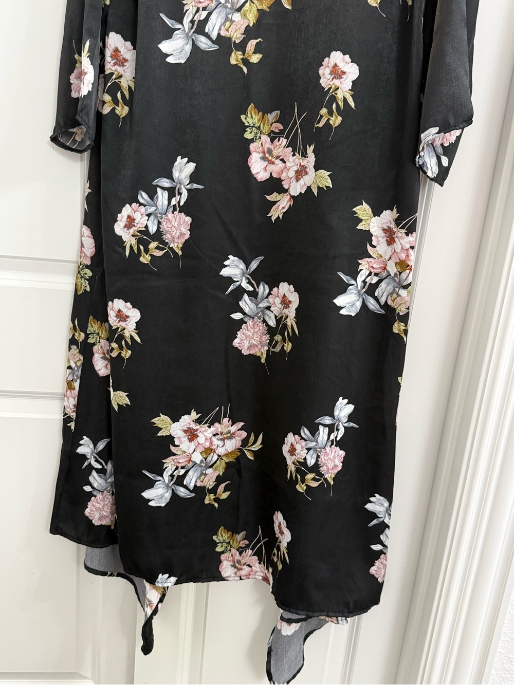 G By Guess Jacie Floral Duster Coatigan Kimono Casusl Flowy Whimsy Goth Medium - Picture 13 of 13